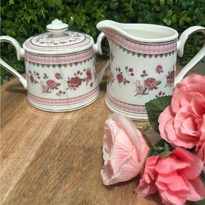 Grace Teaware NWT Pink Rose  fine Porcelain Creamer and Sugar Set